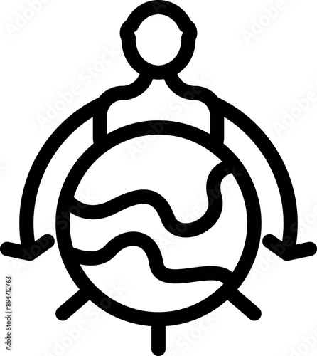 Businessman controlling world economy with arrows pointing downwards, symbolizing recession and economic downturn