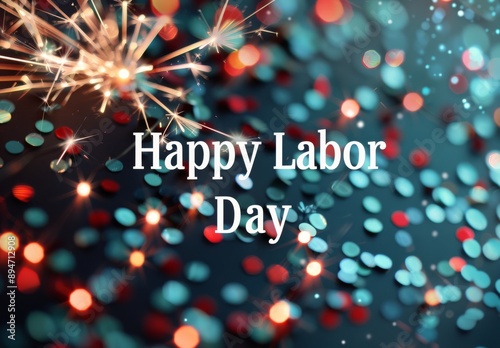 Happy Labor Day With Stars and Lights