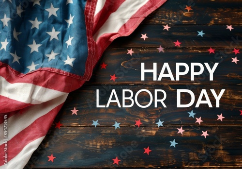 Happy Labor Day With Stars and Lights