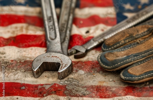 Worn Tools on American Flag