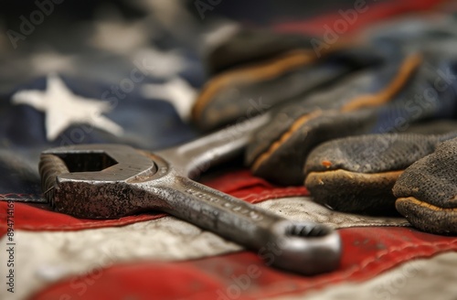 Worn Tools on American Flag