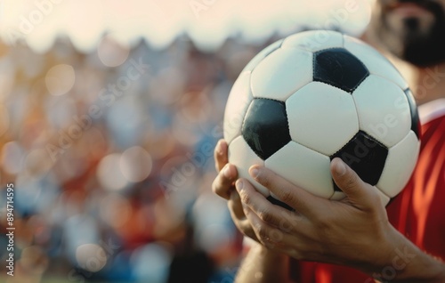 Soccer Player Holding Ball on Field