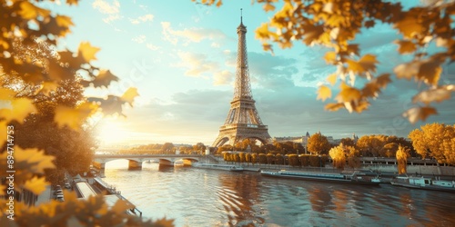 view of the Eiffel Tower in Paris France. europe 