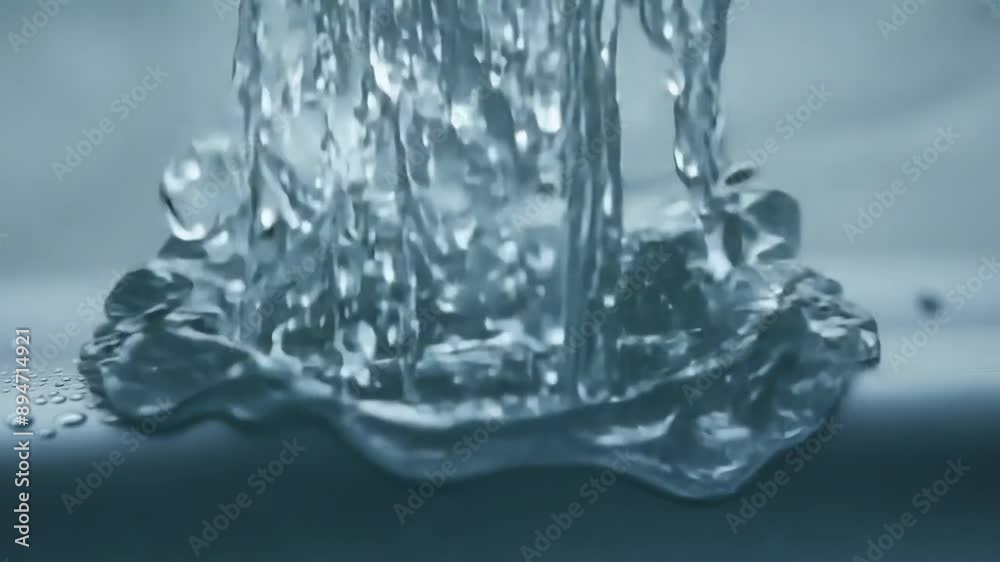 Close-up of fresh water splash droplets on blue background Close-up of fresh water splash droplets on blue background
