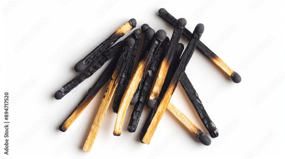 burnt matches on a studio background - top view burnt matches on a studio background - top view
