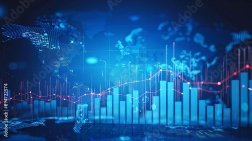 "Global network connectivity on Earth. Integration of artificial intelligence and digital technology with internet, big data analytics, e-commerce, and social networking."