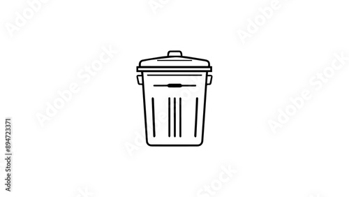 black trash can outline illustration 