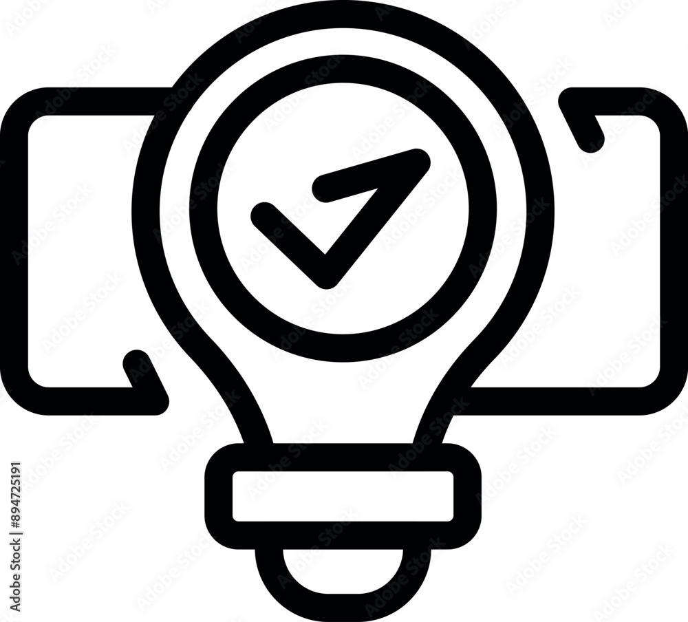 Light bulb is presenting a business solution, with a check mark icon inside, symbolizing a successful idea Light bulb is presenting a business solution, with a check mark icon inside, symbolizing a successful idea