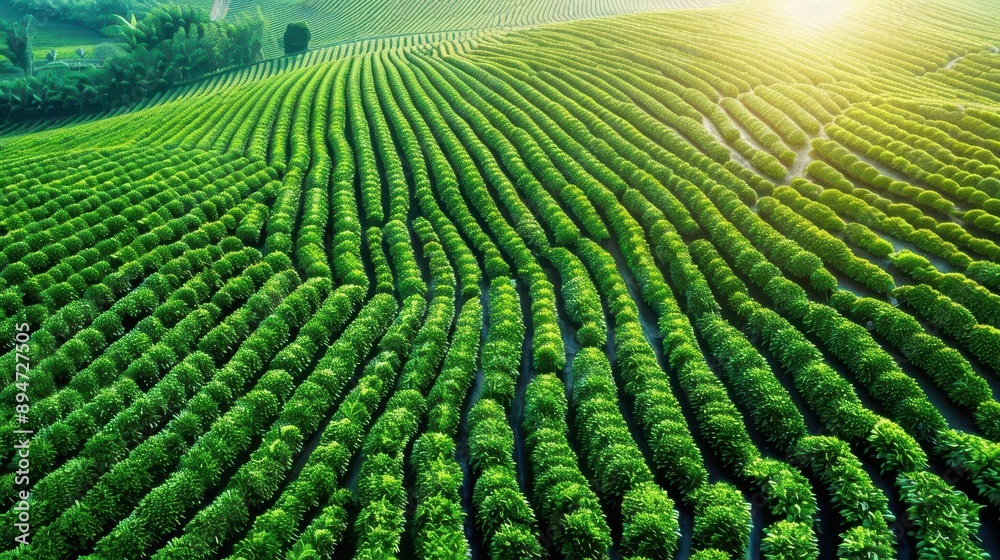 Fototapeta premium Rubber plantation, commodity production, industrial consumption