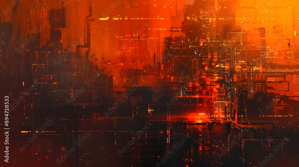 Fototapeta premium orange cyberpunk background