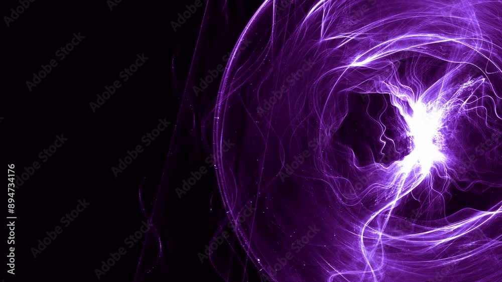brilliante energievoll leuchtende kugelförmige Lichteffekte - Licht, abstrakt, dynamisch, Technologie, Wissenschaft, Reaktion, , blau, lila, violett, schwarz
