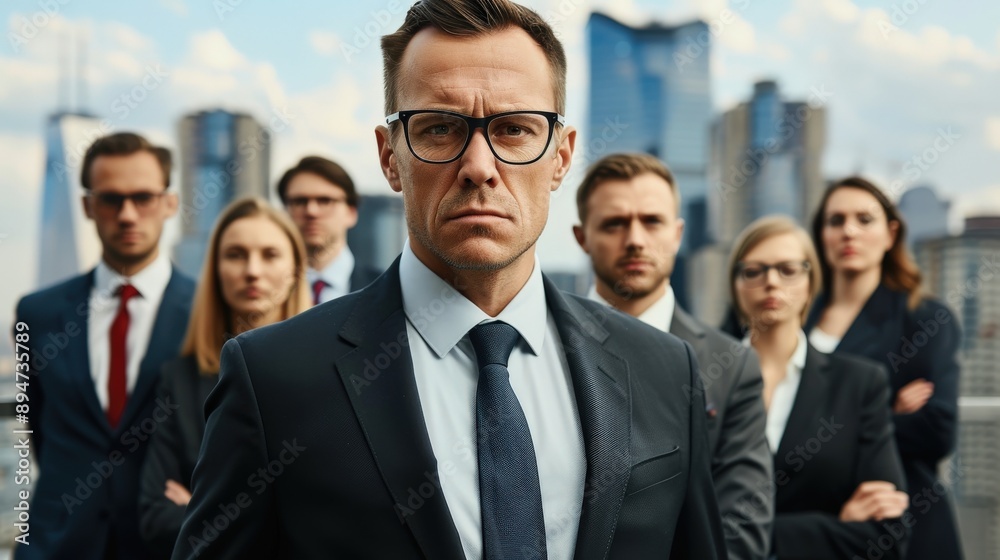A group of men and women in suits A group of men and women in suits