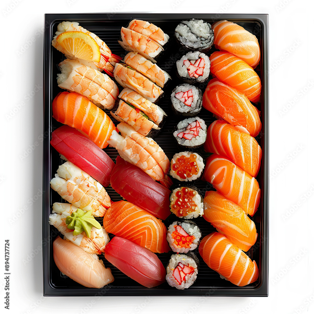 sushi box set on white background sushi box set on white background