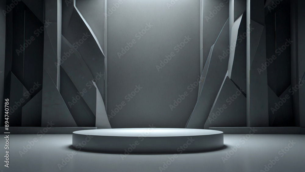 Empty 3D product display podium with abstract background