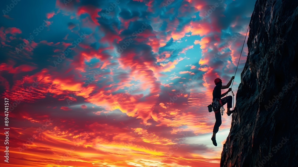 rock climbing on sunset. rock climbing on sunset.