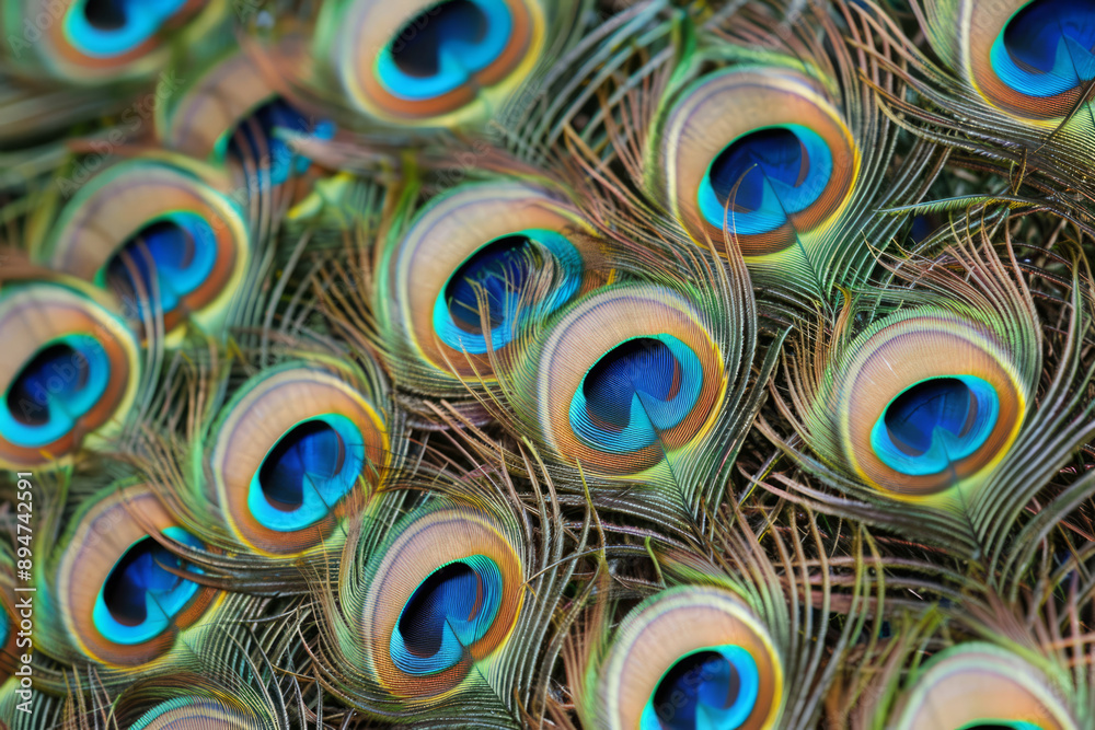 Obraz premium Vibrant peacock feathers. Beauty of nature