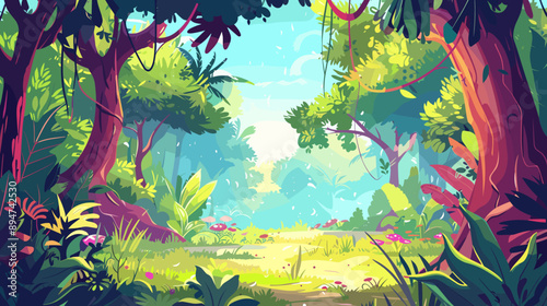 Forest and nature reserve background vector cartoon illustration