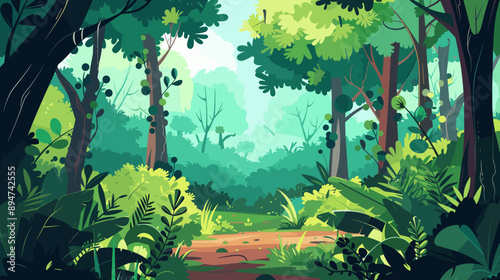 Forest and nature reserve background vector cartoon illustration