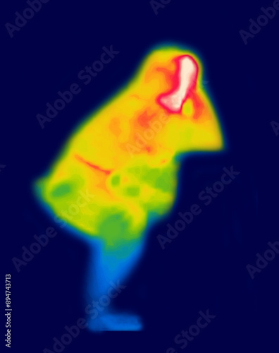 Norlanders, hyperborean (modern Chukchanka upper garment made of fur).. Image from thermal imager device. photo