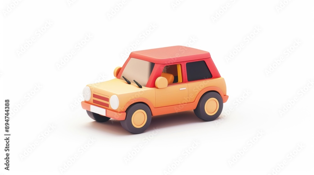 A 3D cartoon car model on display, showcasing playful and imaginative design A 3D cartoon car model on display, showcasing playful and imaginative design