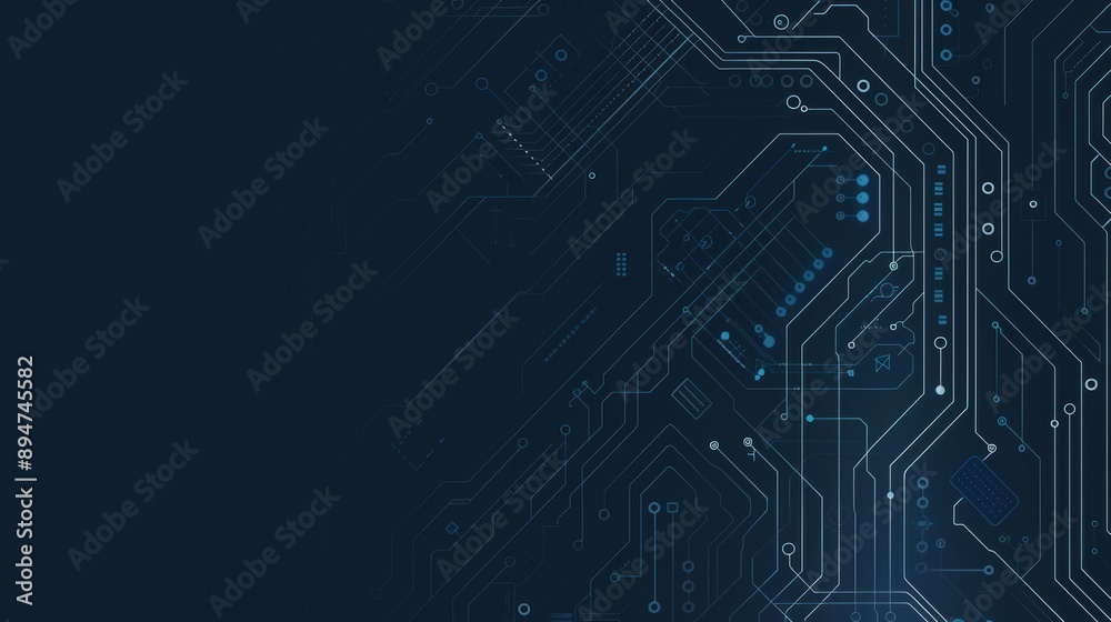 A deep blue circuit board background for a tech-themed poster, showcasing a modern and futuristic style A deep blue circuit board background for a tech-themed poster, showcasing a modern and futuristic style