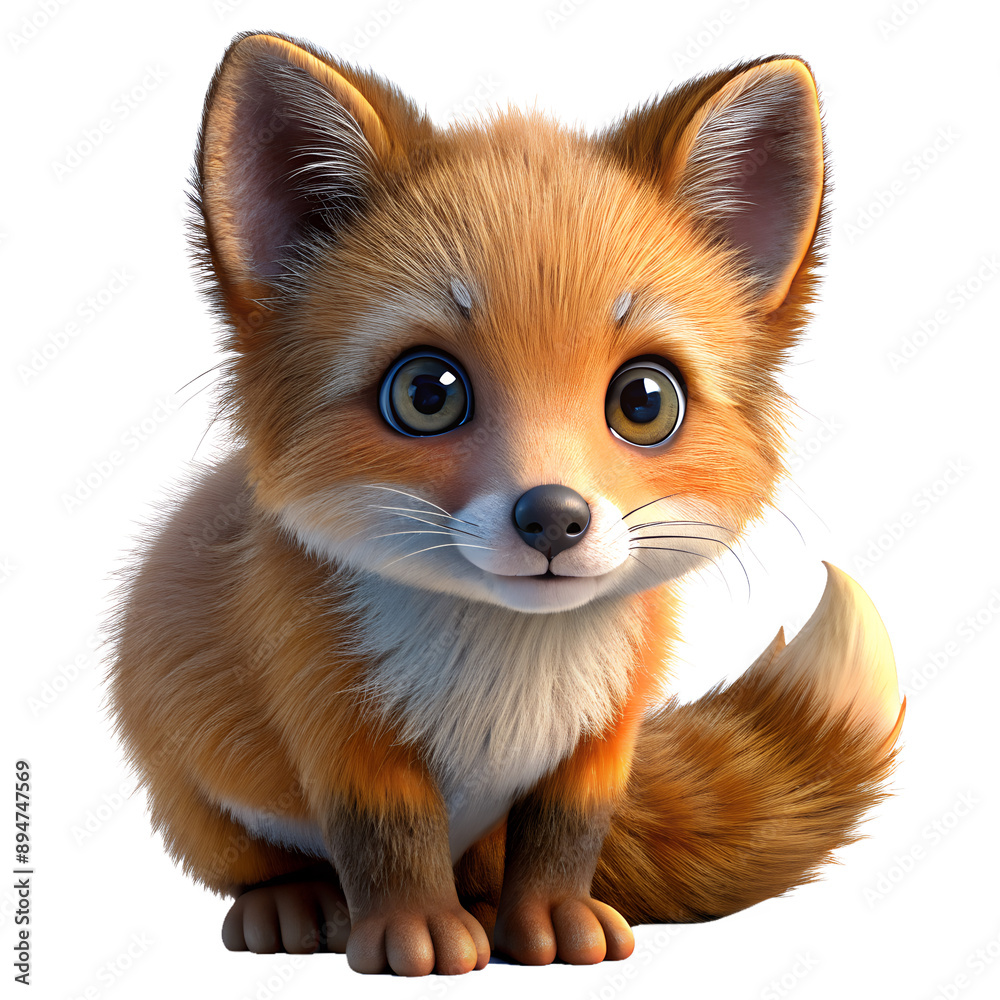 Obraz premium baby fox, soft brown eyes isolated on a transparent background