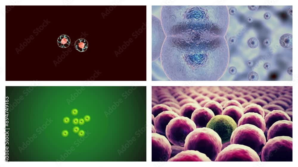 Wideo Stock: collection of Cell division under the microscope. set of ...