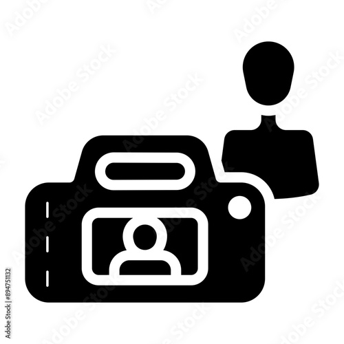 digital camera for filming vlog glyph icon