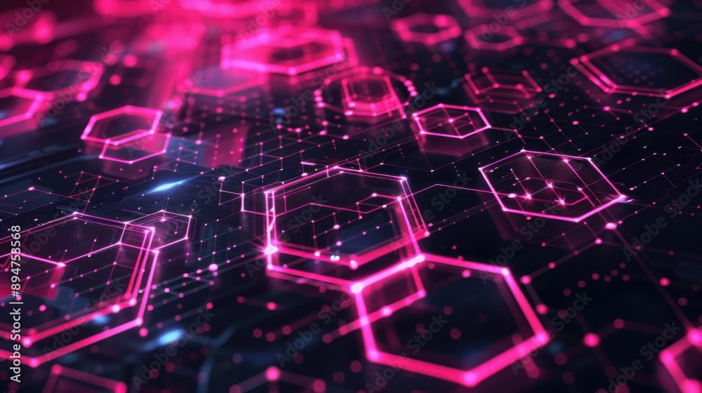 Futuristic Hexagon Patterns with Neon Pink Accents Abstract Hi-Tech Futuristic Hexagon Patterns with Neon Pink Accents Abstract Hi-Tech