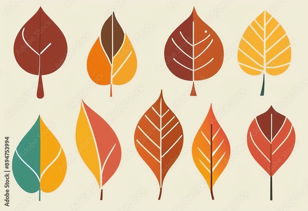 Obraz premium Minimalist Autumn Leaf Icon Vector in Modern Flat Style