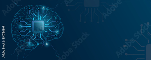 Universal Blue banner, Technology background, artificial intelligence. Background for a website, advertisement, information, mobile application. Vector graphics.