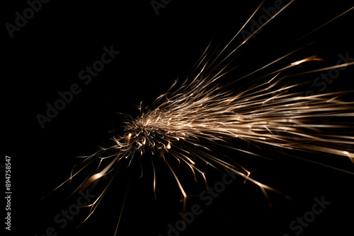 sparks from the grinder glowing in the dark