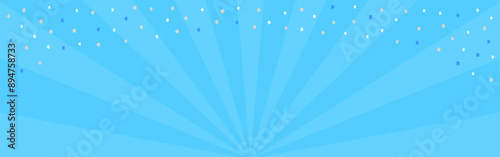 放射線状の模様と紙吹雪の背景 - セールやプロモーションの横長サイズのバナー素材 - 16:9