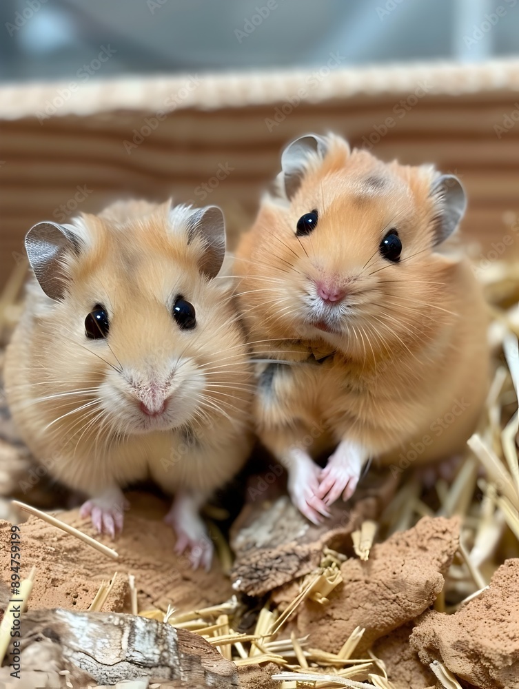 Playful Golden Hamsters Scurrying and Exploring Their Cozy Enclosure with Charming Personalities Playful Golden Hamsters Scurrying and Exploring Their Cozy Enclosure with Charming Personalities