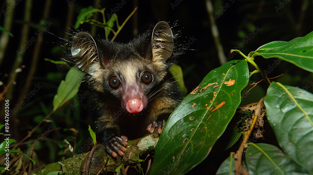 Aye-aye Lemur in Forest Habitat.