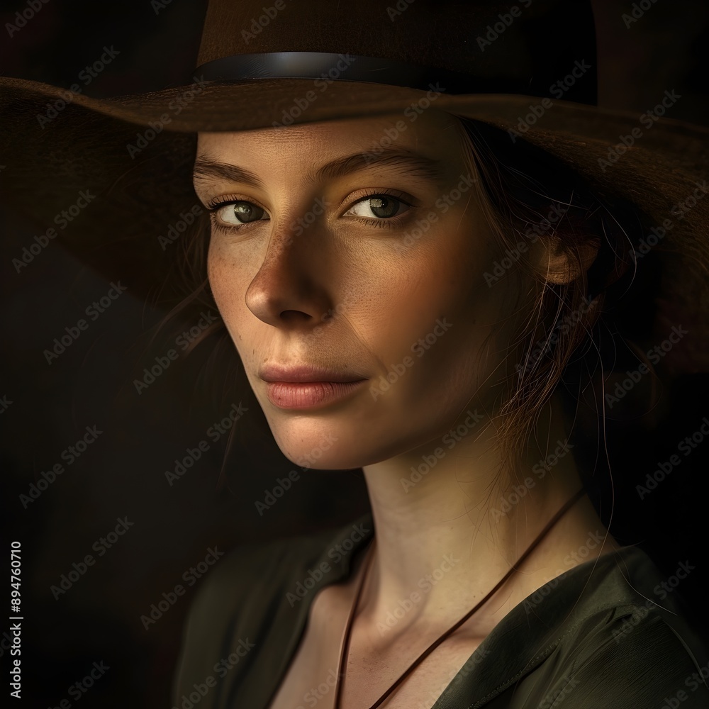 Pensive Portrait of a Person Wearing a Felt Hat with Dramatic Lighting and Renaissance Influence Pensive Portrait of a Person Wearing a Felt Hat with Dramatic Lighting and Renaissance Influence