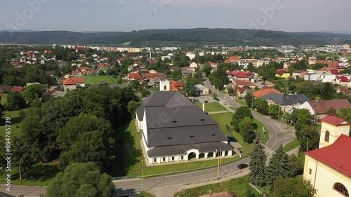 landscape, village, europe, architecture, city, town, house, panorama, sky, view, nature, travel, mountain, hill, church, river, green, tourism, houses, countryside, valley, rural, trees, old, Presov,