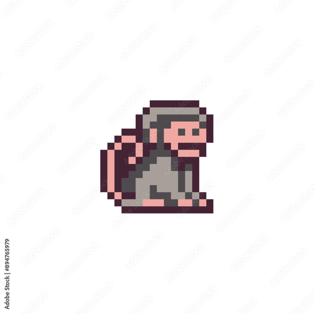 Monkey pixel art icon. Element design for stickers, logo, embroidery, mobile app. Isolated vector illustration. Monkey pixel art icon. Element design for stickers, logo, embroidery, mobile app. Isolated vector illustration.