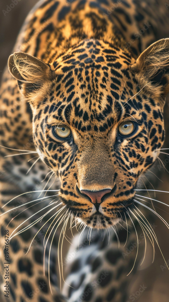 Obraz premium Leopard prowling cautiously in its natural habitat