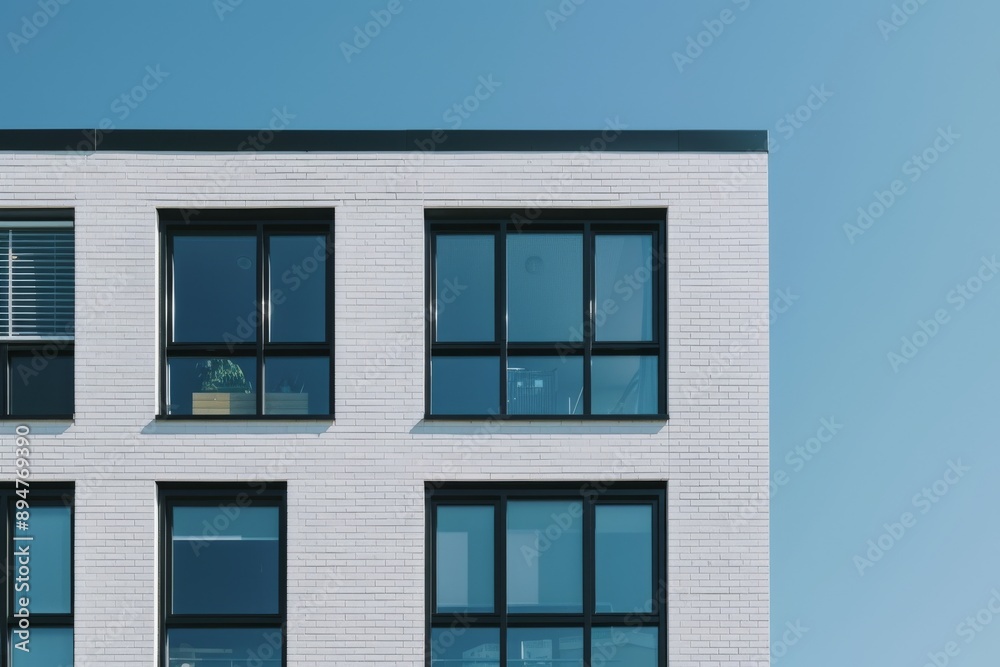 Modern apartment buildings on a sunny day with a blue sky. Facade of a modern apartment building Modern apartment buildings on a sunny day with a blue sky. Facade of a modern apartment building