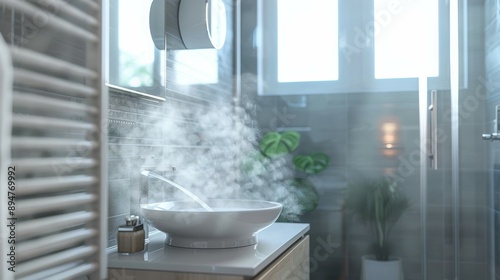 A bathroom with an exhaust fan working efficiently to reduce humidity and prevent mold growth