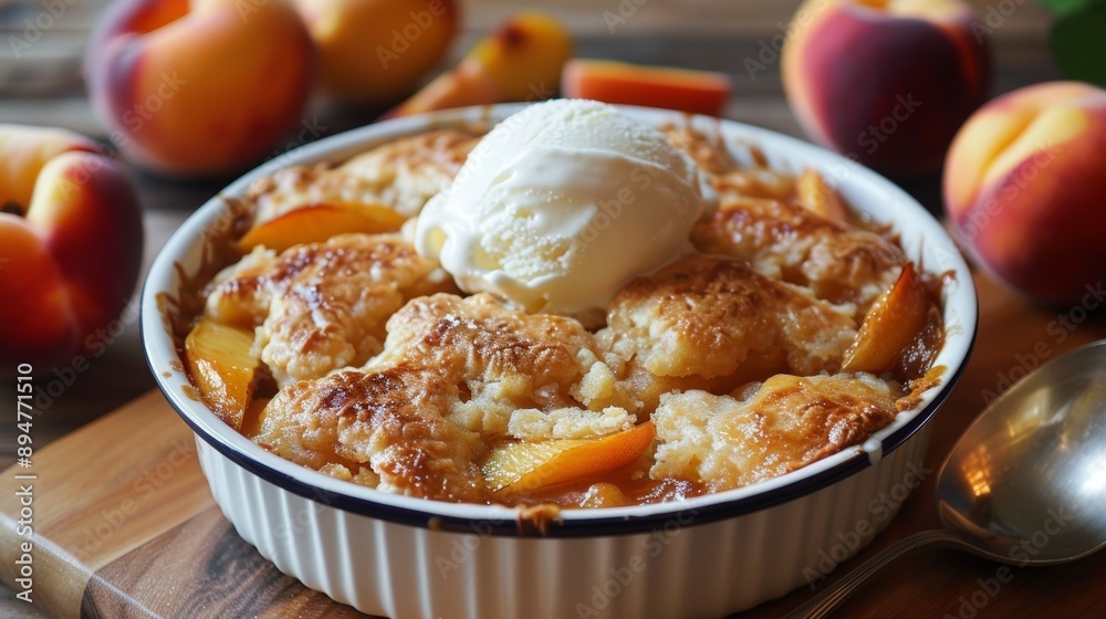 fruit desserts, tempting peach cobbler topped with vanilla ice cream a delicious fruity treat perfect for your sweet tooth cravings fruit desserts, tempting peach cobbler topped with vanilla ice cream a delicious fruity treat perfect for your sweet tooth cravings