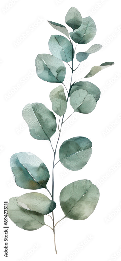 Naklejka premium PNG Eucalyptus leaf art illustrated drawing.
