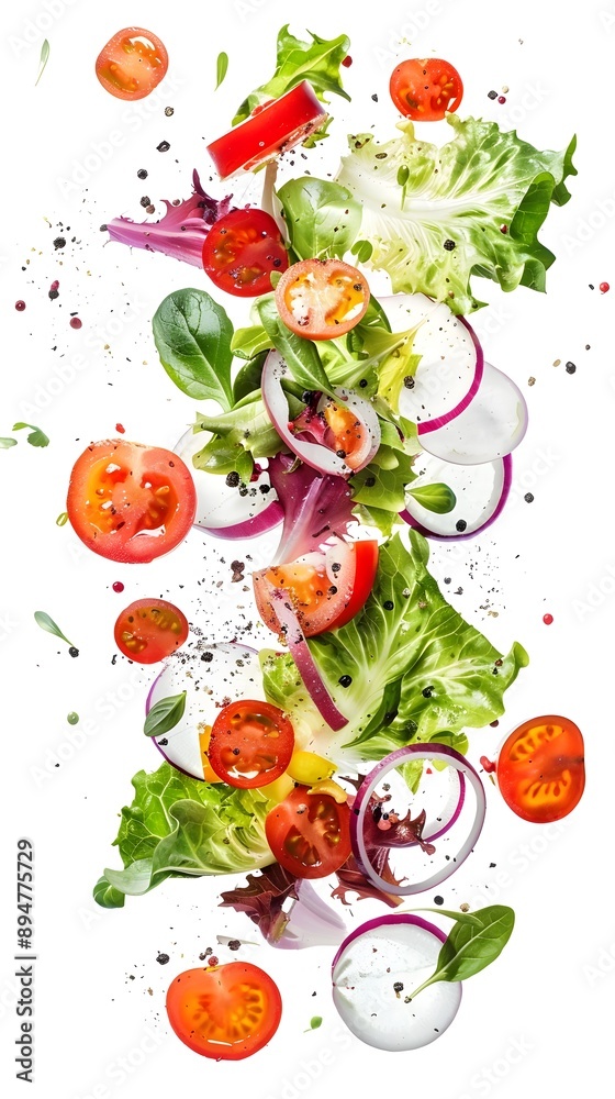 Vibrant Vegetable Salad on Plain White Background Vibrant Vegetable Salad on Plain White Background