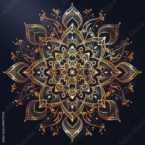 Mandala Illustration. Beautiful Golden Line Art for Clip Art, Tattoo, and Fashion Decoration