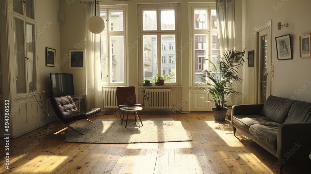 A minimalist living room with Scandinavian decor, highlighting simplicity and elegance in interior design. A minimalist living room with Scandinavian decor, highlighting simplicity and elegance in interior design.