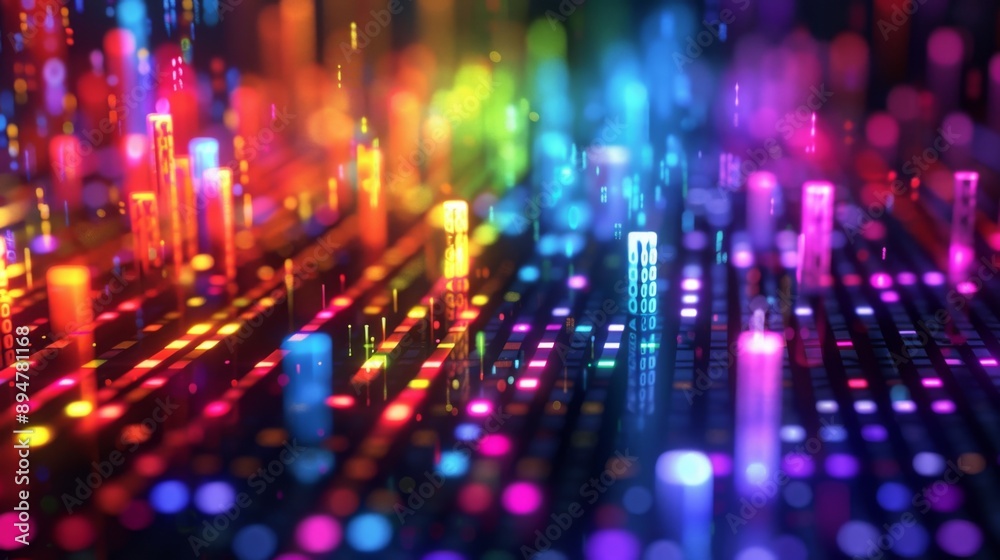 Abstract Digital Neon Landscape
