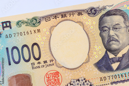 National Bank of Nippon Ginko will issue new banknote denomination cash 1000 yen in 2024. front view
