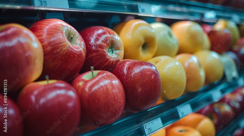 Red and Yellow Apples in Supermarket Display Red and Yellow Apples in Supermarket Display