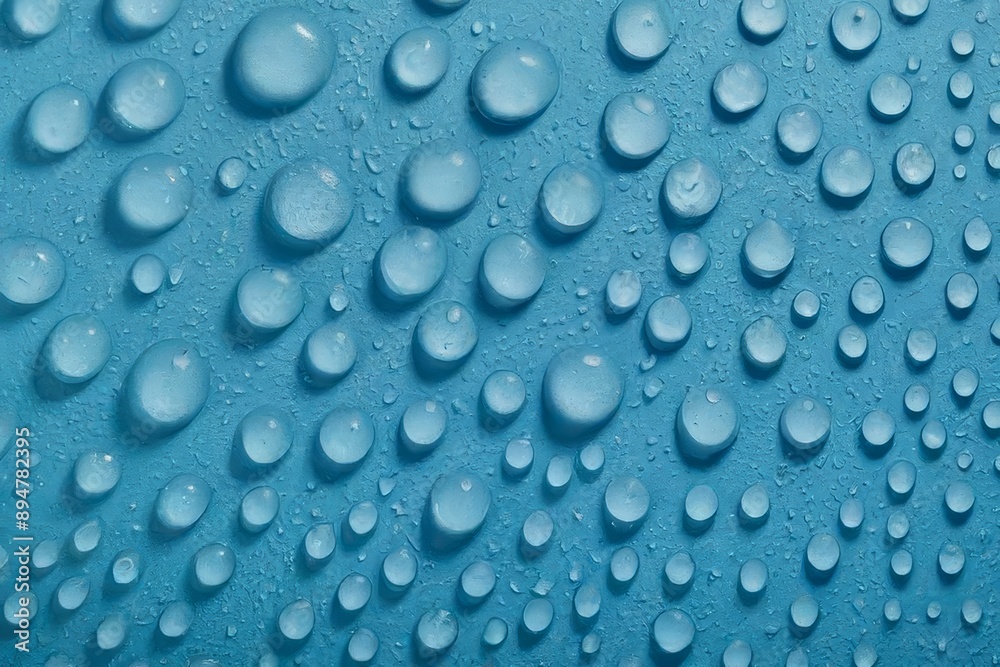 Water drops on blue background close up. Water drops on blue background close up.